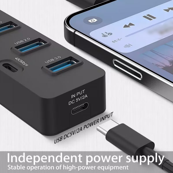 USB C-hub, 7 portar USB3.0 till USB-C-hub, usb 3.0-hub