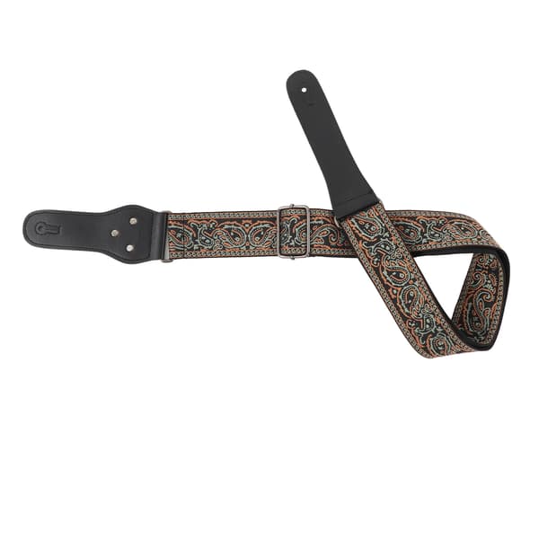 Elektrisk Gitarrrem Justerbar Nylon Broderad Axelrem med Halkfritt Spänne Grön Brun