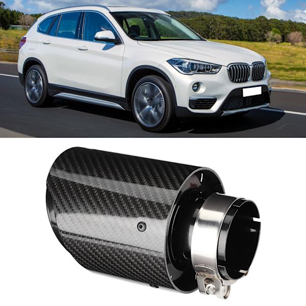 Bilmodifiering Universal Kolfiber 63mm Inlopp-101mm Utlopp Avgasrör Ändrör