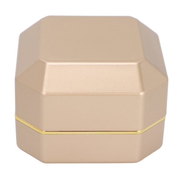 Ring Presentask Elegant Skyddande Liten Smyckesförvaring Displayfodral med Lampa för Frieri Bröllop Guld