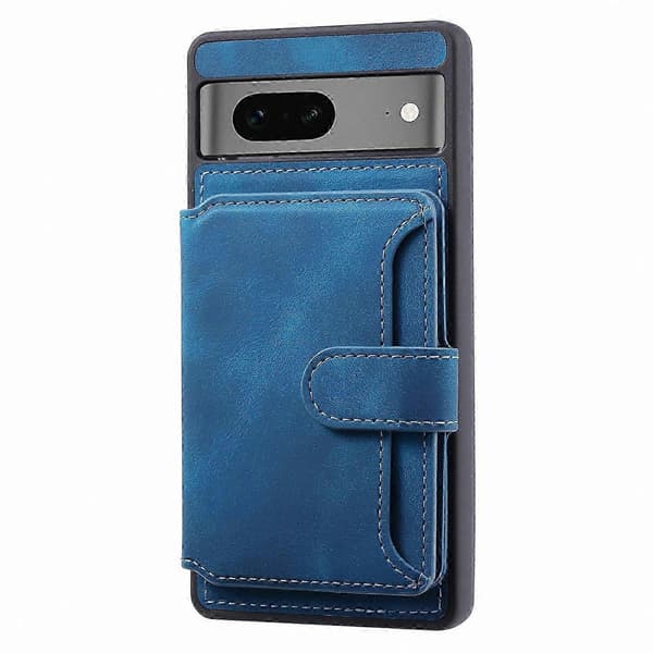 Læderbelagt TPU-telefoncover med RFID-blokerende pung og støtte til model 6a Ocean blue Navy Blue