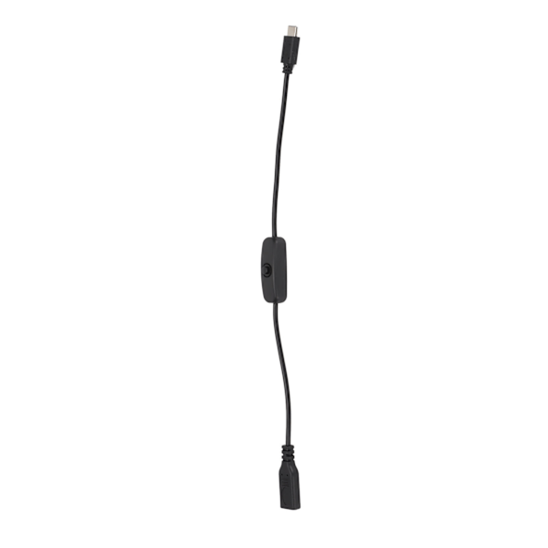 Type C Han til Hun Strømforlængerledning 30cm/11.8tommer USB Forlængerkabel med ON/Off Kontakt til Mobiltelefoner Sort