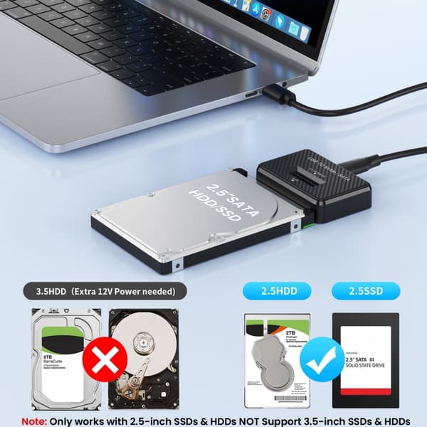 USB till NVMe/Adapter Hårddiskläsare Disk-omvandlare Strömadapter Dataöverföring, M.2 NVMe/SATA SSD-kortläsare