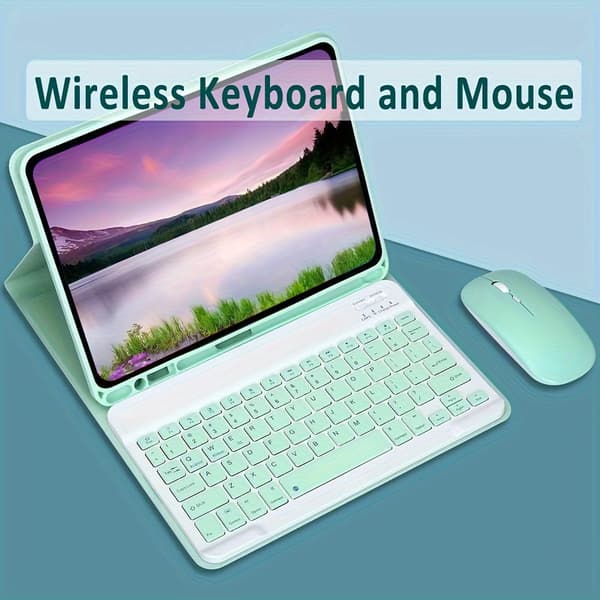 【03】Trådlöst tangentbord och mus för Android-surfplattor, för iPad, Mini engelskt tangentbord, Julklapp, Nyårspresent. White