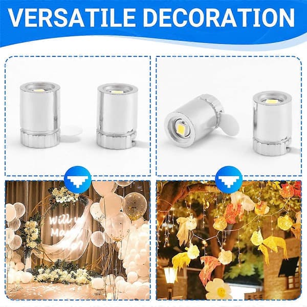 【03】36 stk. Miniaturbelysning til, Mini LED-lys til håndværk, Mini Spotlights Batteridrevne (Varm hvid) Silver