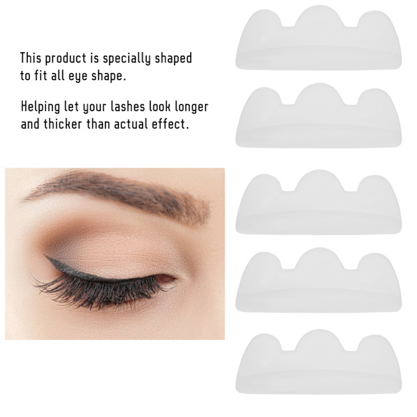 5 par silikone øjenvippebukningspuder Øjenvippe Curling Løfte Skjold Patch Makeup Værktøj