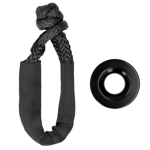 Recovery Ring Kit Syntetisk Soft Shackle Reb Aluminium Legering Snatch Ring til ATV UTV SUV Truck Sort