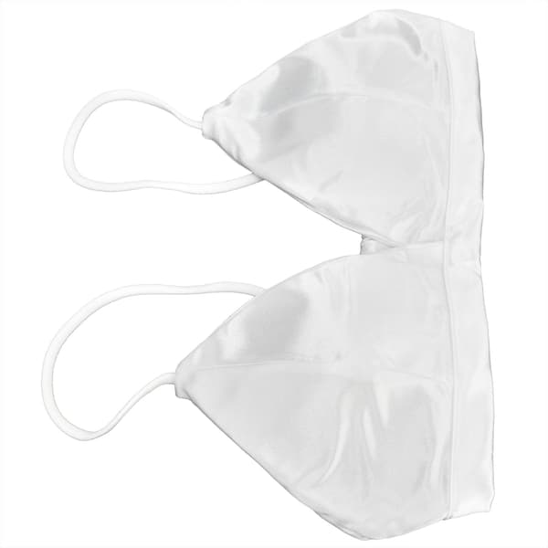 Dame Satin Trekant Bralette Åndbar Trådløs Sovende BH Dyb V-hals Bralette Hvid