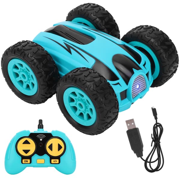 Mini Stunt 2.4G Hög Hastighet Tvåsidig 360 Grader Rotera Trådlös RC Bil Fyrahjulsdrift (blå)