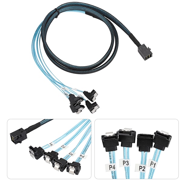 Mini SAS Interface HD 36P SFF-8643 til SATA 7Pinx4 Konnektor Sprøjtestøbt Harddisk Kabel