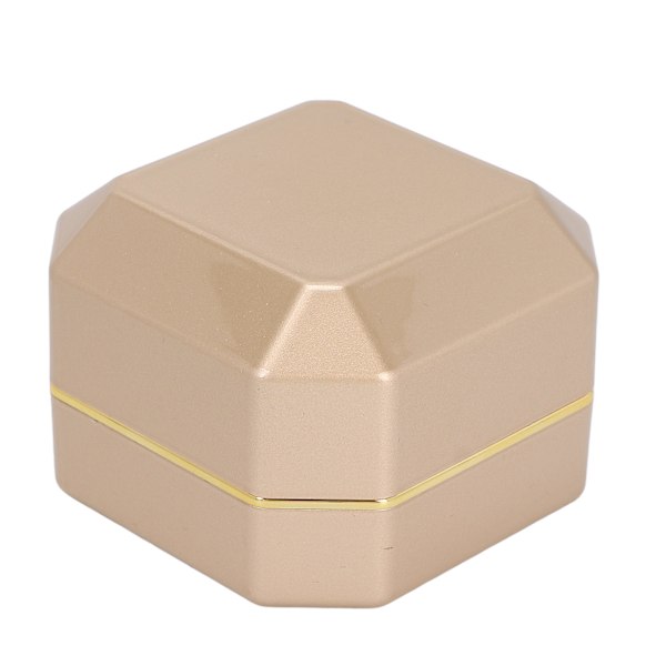 Ring Presentask Elegant Skyddande Liten Smyckesförvaring Displayfodral med Lampa för Frieri Bröllop Guld