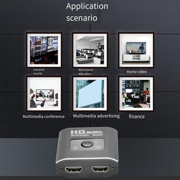 HD 8K 60Hz Bi-Directional Switch 1 ind 2 ud Video Distributør Splitter Dobbelt Skærm -Kompatibel Splitter til Bærbar PC