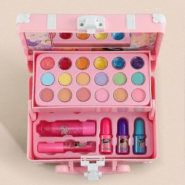 Børne-makeup-legetøjssæt til piger Vaskbart kosmetiklegetøjssæt Foregive leg Prinsesse øjenskygge blush læbestift makeup håndtaske