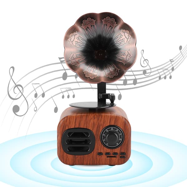 Mini Retro Bluetooth Smart Højttaler Bærbar Højttaler Musikafspiller til Desktop Laptop Valnøddefarve