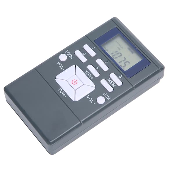 QQT102 Professionel Radio Mini Bærbar FM Stereo Receiver med LCD Display Øretelefon Mørkegrå
