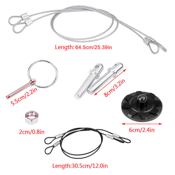CNC Aluminium Legering Bil Racing Hjelm Pin Lås Udseende Kit Universal Sort