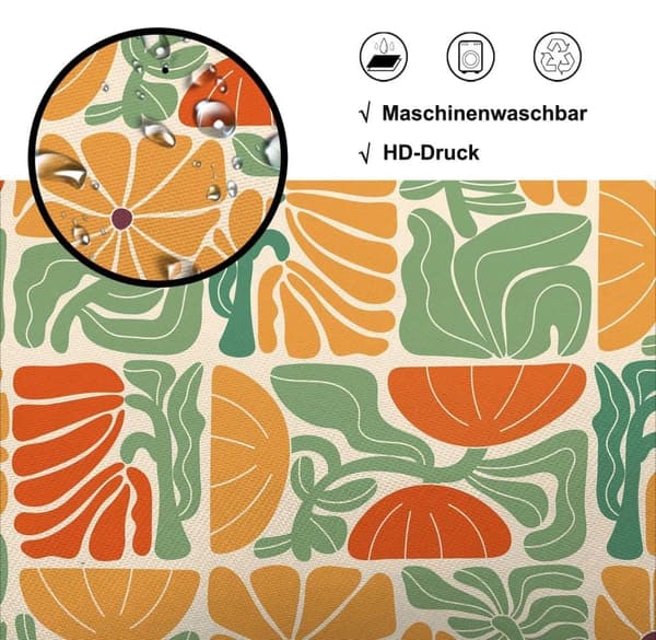【03】Lollanda Boho Duschdraperi, 180x180 cm, Abstrakt Blommig, Vattentätt Polyester Duschdraperi med 12 Krokar, Modern Digitaltrycksdesign B
