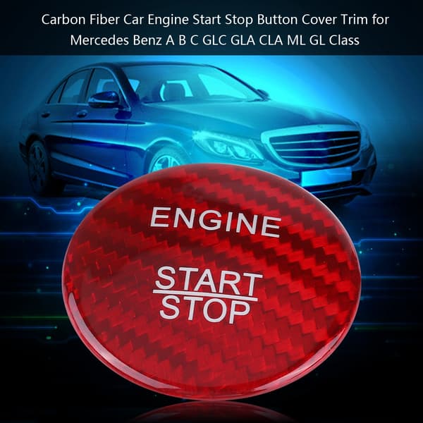 Röd Kolfiber Motor Startknapp Skydd Trim för Mercedes Benz A B C GLC GLA CLA ML Klass