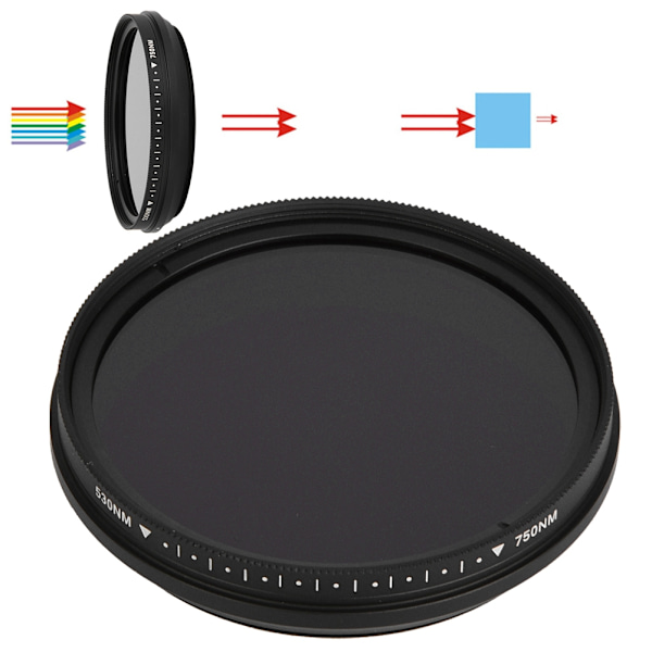 FOTGA 58mm Justerbart Optisk Infrarødt Linsefilter 530-750nm til DSLR Kamera IR Fotografering