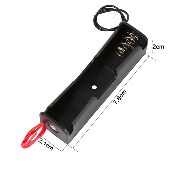 5 stk. batteriholder i plast til 1x 18650 batteri med ledninger