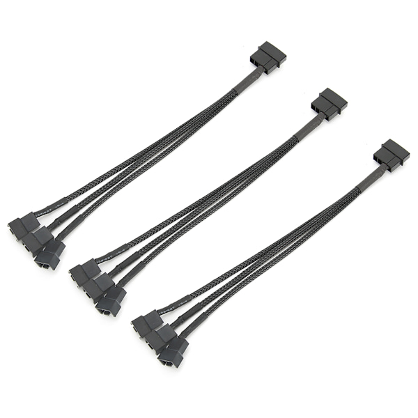 3 stk. 3-Port Køler Køleventilator Splitter Strømadapter Kabel 4p til 4pin Kabelledning