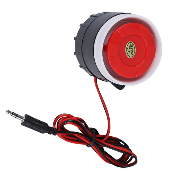 Mini Rød Kablet Horn Sirene - 120dB, 12V DC - Hjemmesikkerhedsalarm