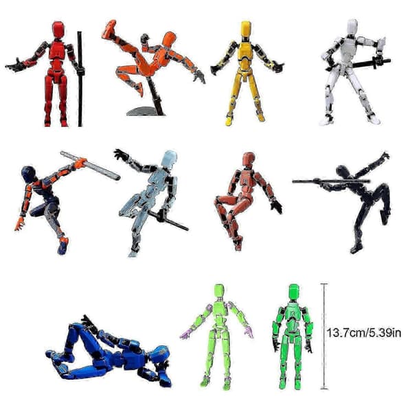 T13 Robot Actionfigur - 3D-printet samleobjekt til sci-fi-fans green black