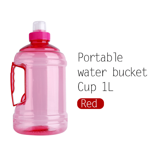 1L BPA-vapaa juomavesipullo korkilla, PET-urheilukannu, punainen