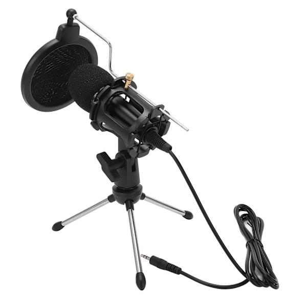 USB Dator Mikrofon Kardioid Kondensatormikrofon Kit med Vikbart Stativ för Studioinspelning