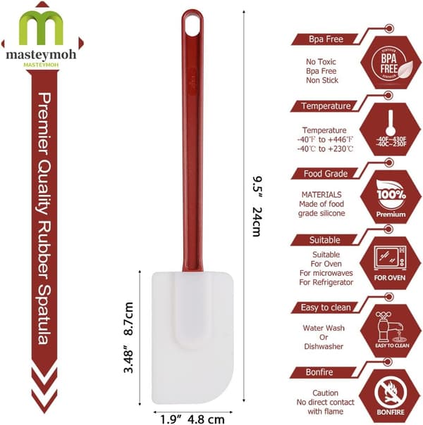Fleksible gummispatler, silikonespatelsæt, blød gummispatelskraber 24 cm, kommerciel spatel, silikoneskraberspatel, tåler op til 260 °C