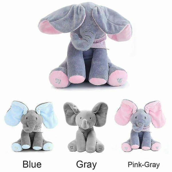 【03】Baby Talking PP Cotton Elephant Soft Plush Doll Singing Stuffed Animal Blue