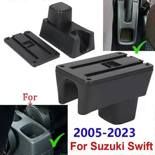 【03】Til Suzuki Swift Armlæn Boks Til Suzuki Swift 2005-2024 Bil Armlæn Biltilbehør Interiørdetaljer Opbevaringsboks Eftermontering C1 Black red NO USB