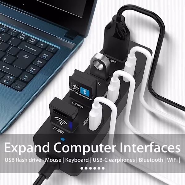 USB C-hub, 7 portar USB3.0 till USB-C-hub, usb 3.0-hub