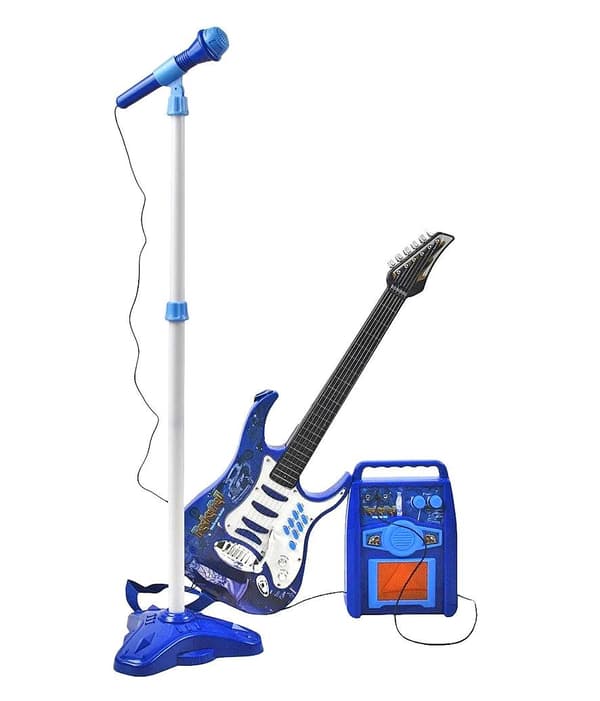 【03】Elektrisk guitar med forstærker og mikrofon til børn - Blå Blå blue
