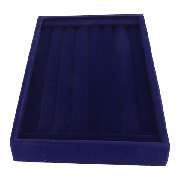 7 Fack Ring Örhängen Bricka Multifunktionell Utrymmesbesparande Blå Sammet Smyckeskrin Display Organizer