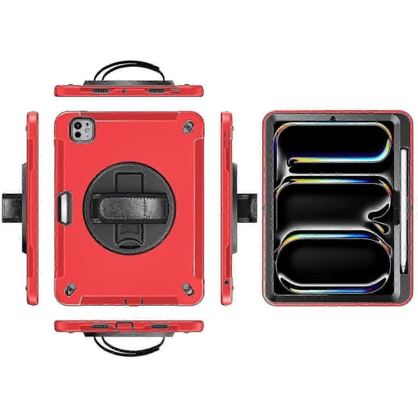 Til iPad Pro 13 (2024) Etui Støttefunktion PC + TPU Robust Beskyttelse Med Skulderrem - Blå, zxl Red