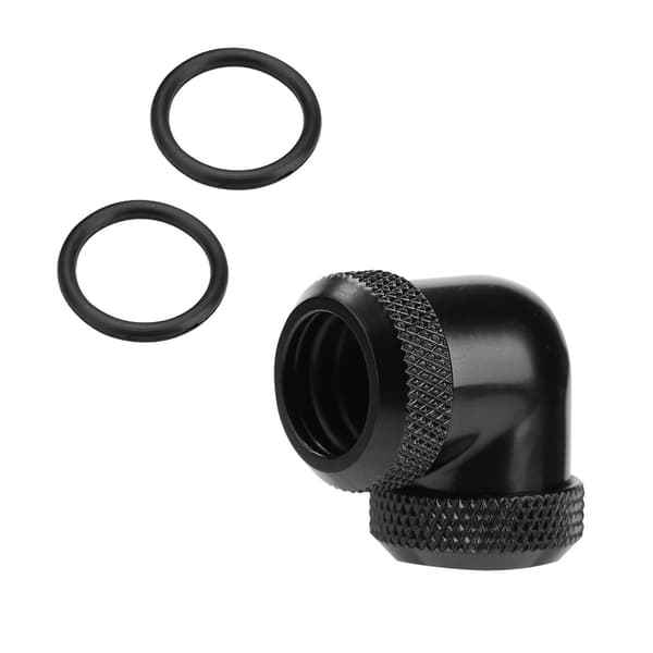 14mm OD DIY Twist 90 Graders Albue Dobbelt Hårdt Rør Rørforbindelse Vand Væske Køling Sort