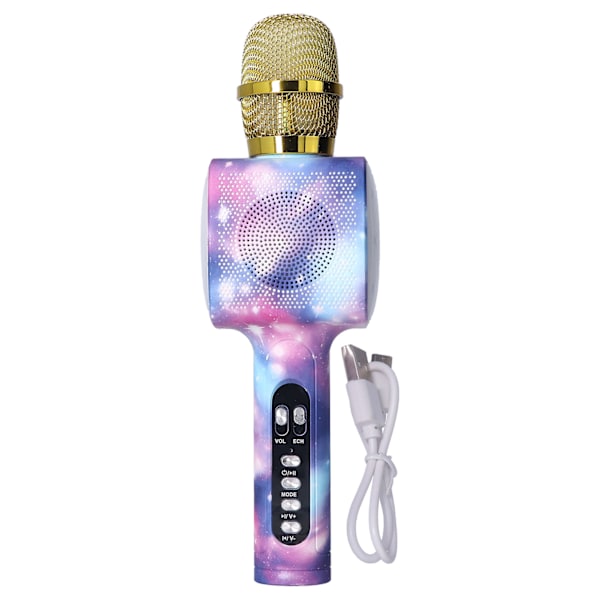 Bluetooth Mikrofon Karaoke Portabel Trådlös Mikrofon med Färgglatt Ljus för Barn Vuxna Hemmabruk Lila