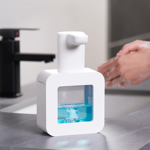 Beröringsfri Automatisk Sensor Tvåldispenser Tecknad Djur Vattentät Smart Skum Tvåldispenser Vit