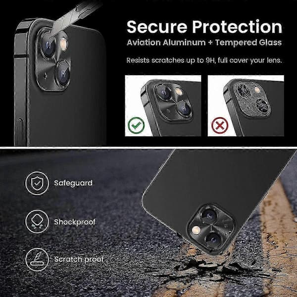 Fuld dækning kameralinsebeskytter til 6,1\" smartphone, design i aluminiumslegering Silver Silver