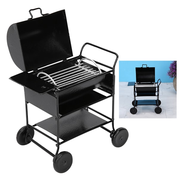 Dukkehus Tilbehør Mini Grill Rack Håndvogn Køkken Simulation Ornament 1:12