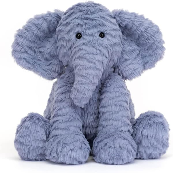 【03】Jellycat Fuddlewuddle Elefant Tøjdyr, Medium 23 cm - Elefant Plyslegetøj - Klassisk Børnegave