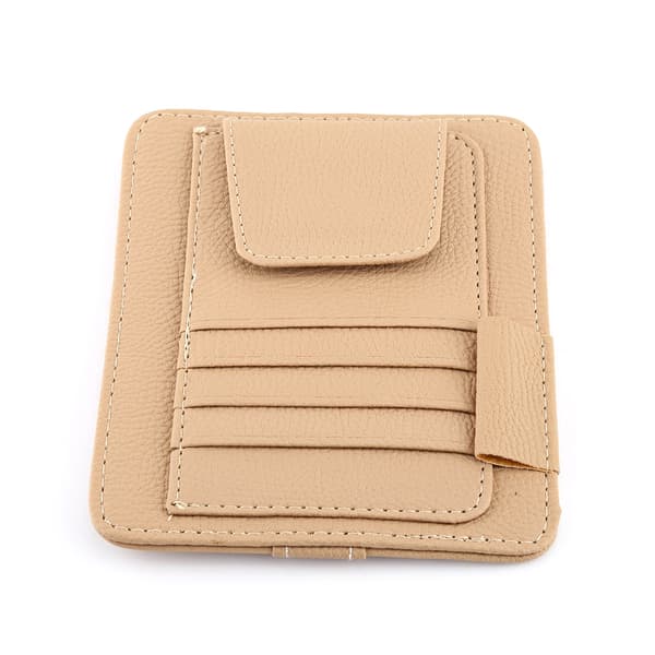 Auto Bil Solskærm Organizer Taske Kort Opbevaring Brilleholder Klips Beige