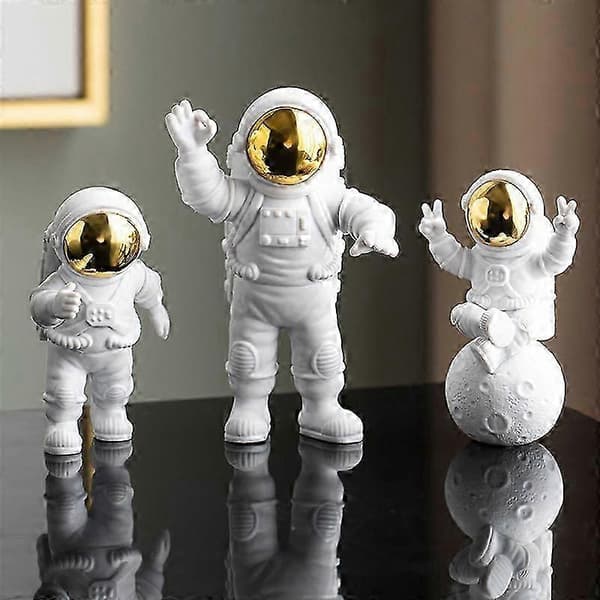 3D Astronaut Figur - Stilfuld Skrivebordsdekoration til Hjemmet eller Studieværelset Silver