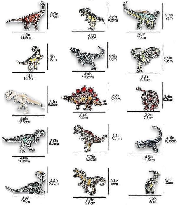 Strykmärken, 20 st tygmärken för kläder, blommor, applikationstygn 15 dinosaurs