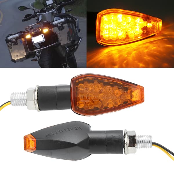 2 STK Motorcykel 14LED Blinklys Styrelampe Indikator Tilbehør Passer til Yamaha Gul Linse
