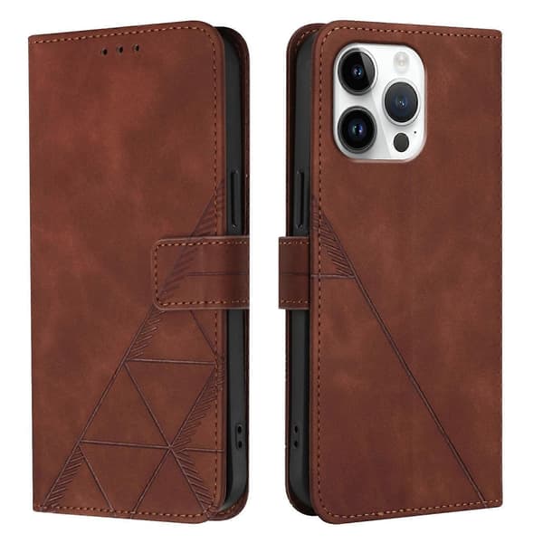 【03】Crossbody 3D-præget Flip Læder Telefonetui, Brun Brown For iPhone 16 Pro Max
