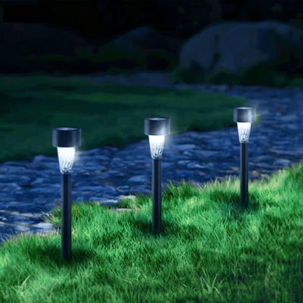 Solar LED græsplænelampe (omgivende), plastik, spiraldesign, 6500K