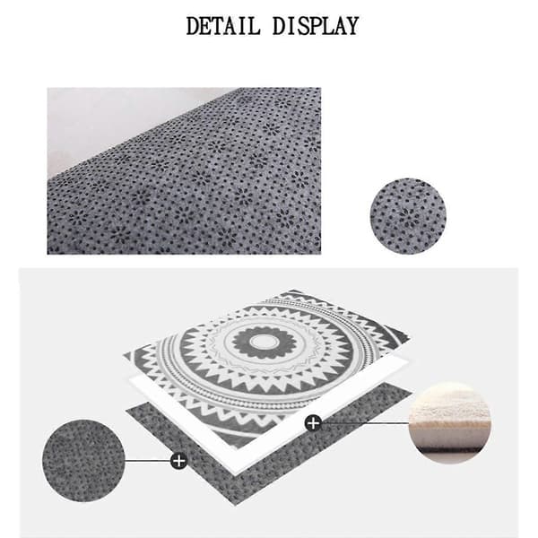 【03】60x60cm Rund Badrumsmatta Halkfri Mjuk Matta för Badrum Sovrum Lekrum Style D Style D Light grey