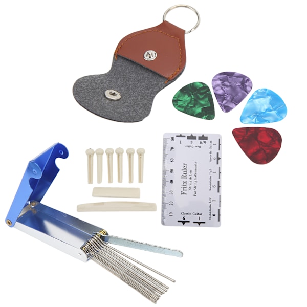 36st Gitarrreparationsverktyg Kit Setup Underhåll Strängbyte Stämnyckel Nivelleringslinjal